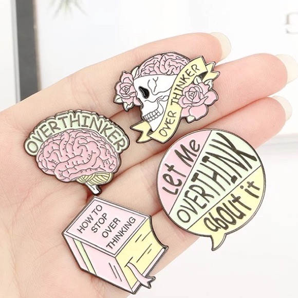 Overthinker Brain Enamel Pin Nerdy Neuro Anatomy Psychology Anxiety Metal Brooch - Picture 4 of 7